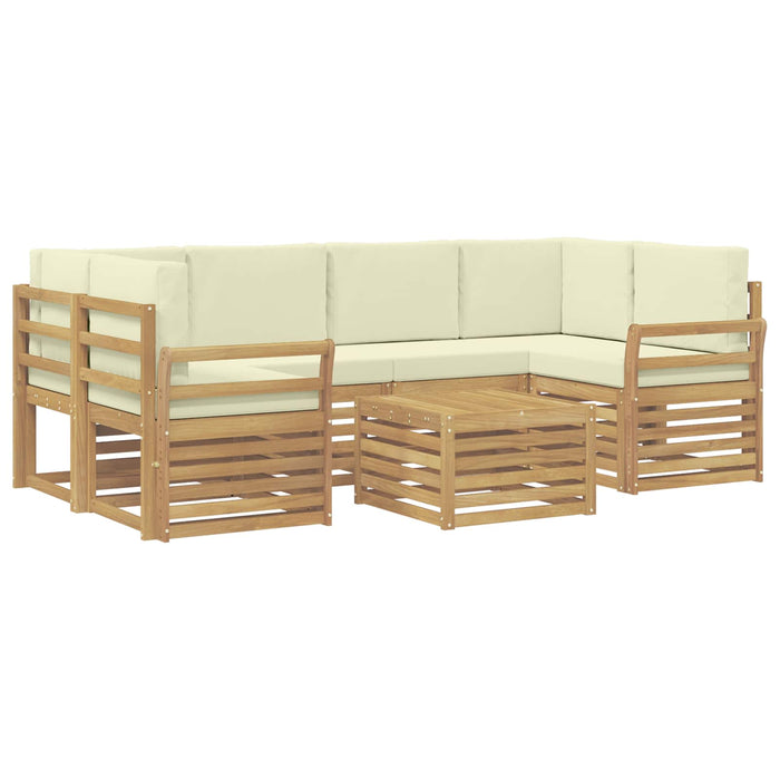Set de canapele de exterior 7 pcs Alb și crem Poliester - WALTI WALTI