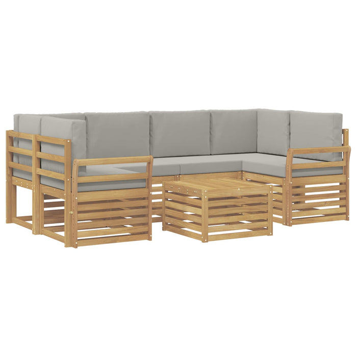 Set de canapele de exterior 7 pcs Alb și gri deschis Poliester - WALTI WALTI