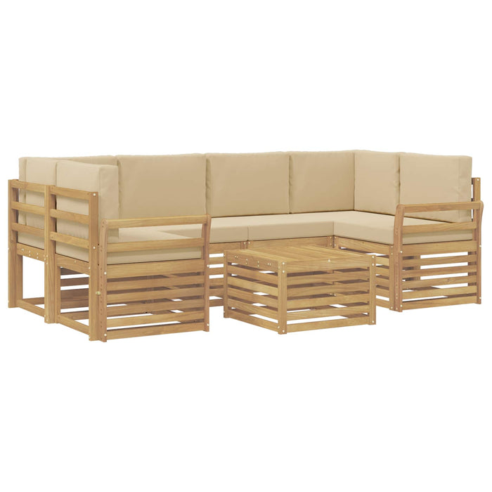 Set de canapele de exterior cu pernă 7 pcs Alb și Bej Poliester - WALTI WALTI