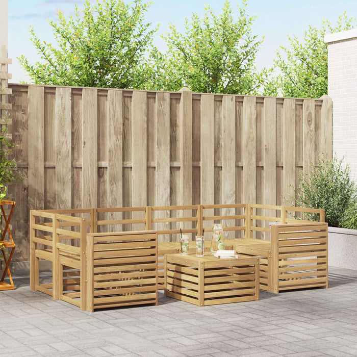 Set de canapele de exterior 7 pcs Alb Lemn Solid de Acacia WALTI
