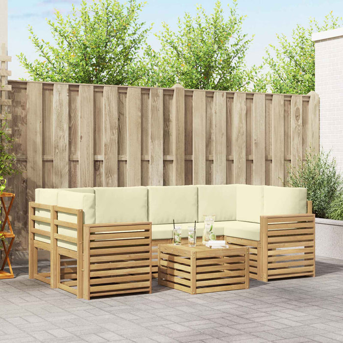 Set de canapele de exterior 7 pcs Alb și crem Poliester WALTI