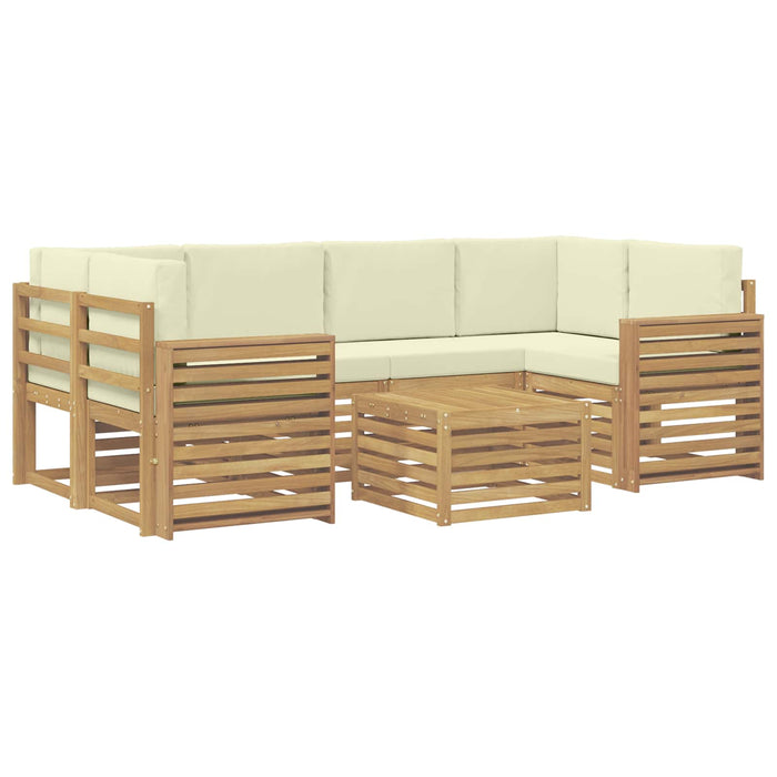 Set de canapele de exterior 7 pcs Alb și crem Poliester WALTI