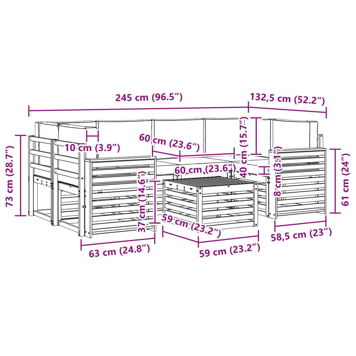 Set de canapele de exterior 7 pcs Alb și crem Poliester WALTI