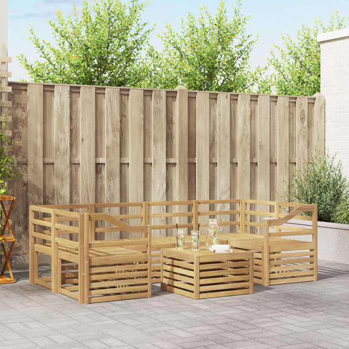 Set de canapele de exterior 7 pcs Alb Lemn Solid de Acacia WALTI