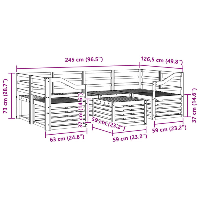 Set de canapele de exterior 7 pcs Alb Lemn Solid de Acacia WALTI