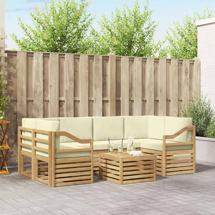 Set de canapele de exterior 7 pcs Alb și crem Poliester WALTI