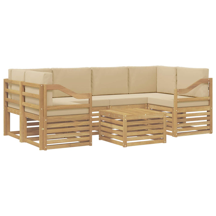 Set de canapele de exterior cu pernă 7 pcs Alb și Bej Poliester WALTI