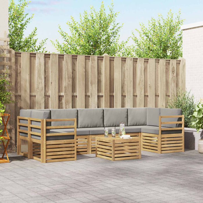 Set de canapele de exterior 8 pcs Alb și gri deschis Poliester WALTI