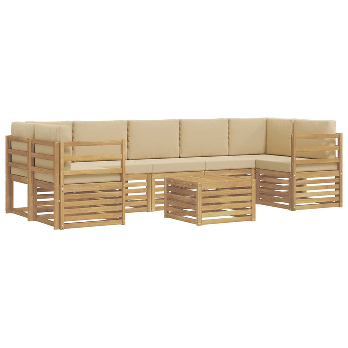 Set de canapele de exterior cu pernă 8 pcs Alb și Bej Poliester WALTI