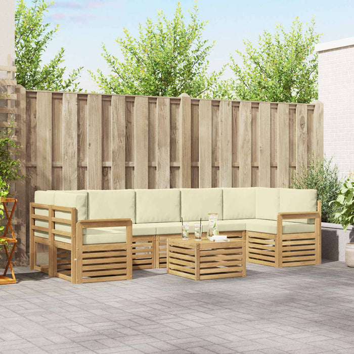 Set de canapele de exterior 8 pcs Alb și crem Poliester WALTI