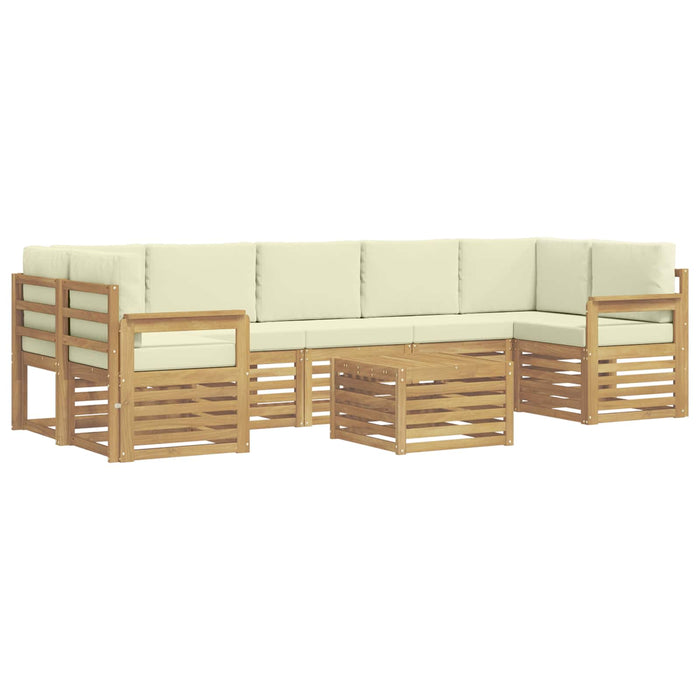 Set de canapele de exterior 8 pcs Alb și crem Poliester WALTI