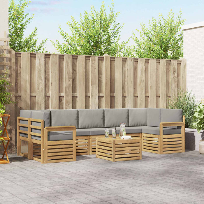 Set de canapele de exterior 8 pcs Alb și gri deschis Poliester WALTI