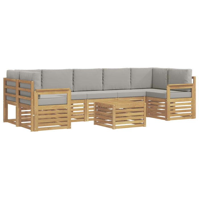 Set de canapele de exterior 8 pcs Alb și gri deschis Poliester WALTI