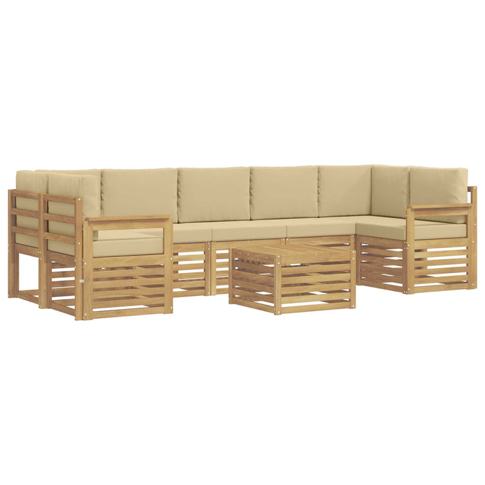 Set de canapele de exterior cu pernă 8 pcs Alb și Bej Poliester WALTI