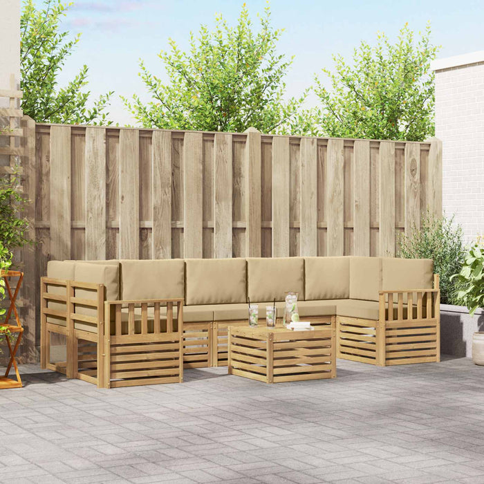 Set de canapele de exterior cu pernă 8 pcs Alb și Bej Poliester WALTI