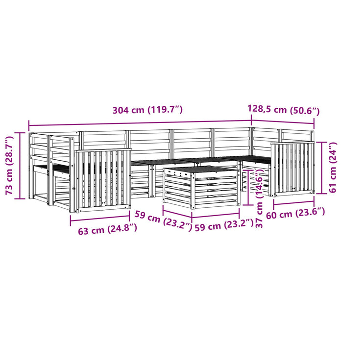 Set de canapele de exterior 8 pcs Alb Lemn Solid de Acacia WALTI