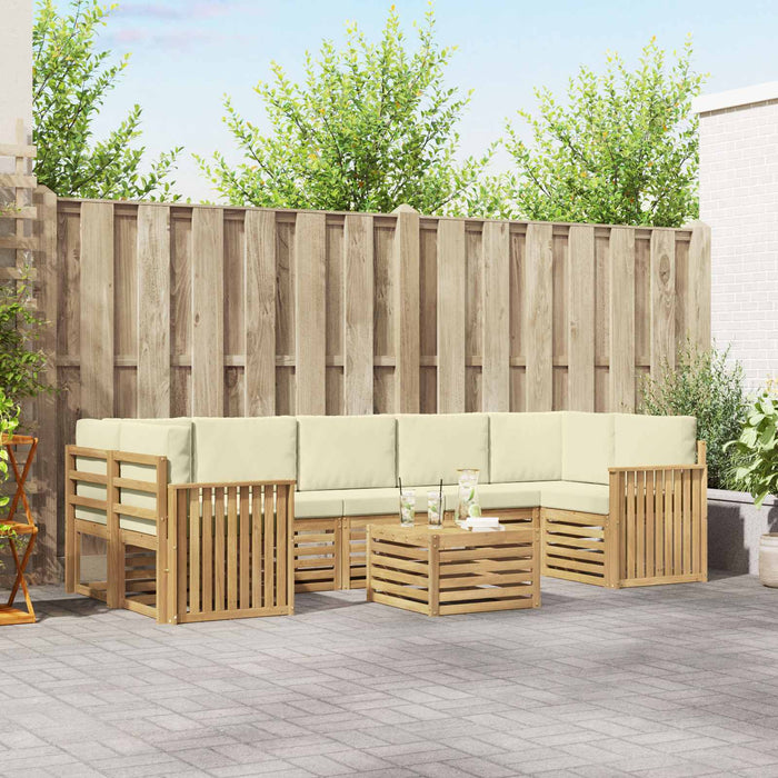Set de canapele de exterior 8 pcs Alb și crem Poliester WALTI