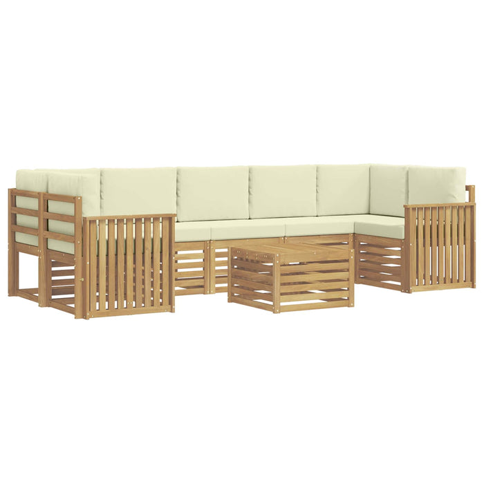Set de canapele de exterior 8 pcs Alb și crem Poliester WALTI