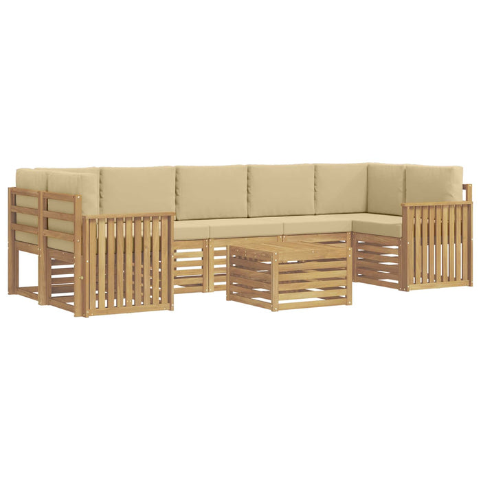 Set de canapele de exterior cu pernă 8 pcs Alb și Bej Poliester WALTI