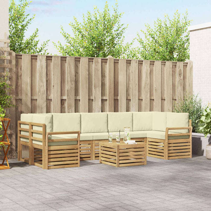 Set de canapele de exterior 8 pcs Alb și crem Poliester WALTI