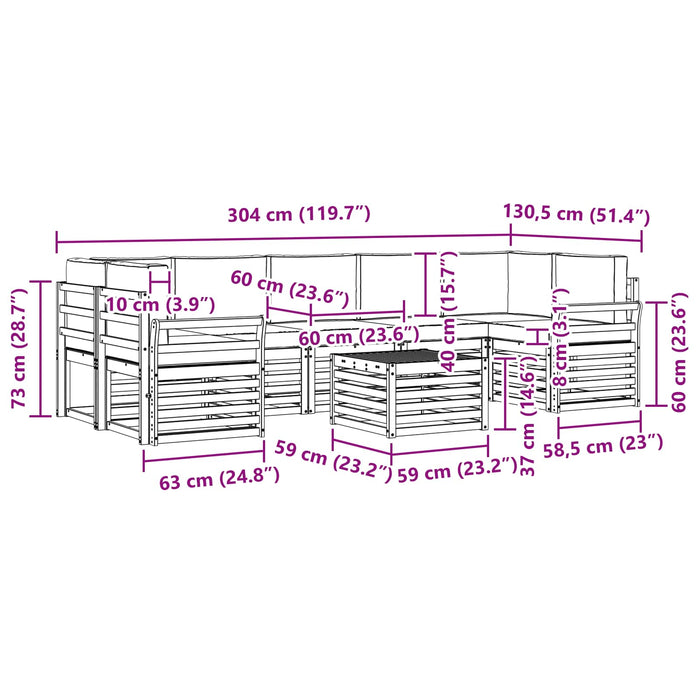 Set de canapele de exterior 8 pcs Alb și crem Poliester WALTI