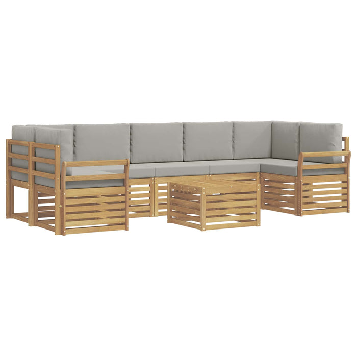 Set de canapele de exterior 8 pcs Alb și gri deschis Poliester WALTI