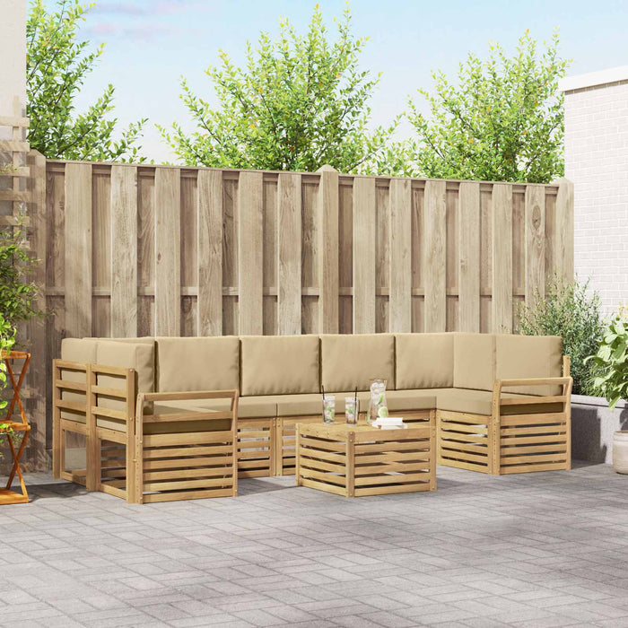 Set de canapele de exterior cu pernă 8 pcs Alb și Bej Poliester WALTI