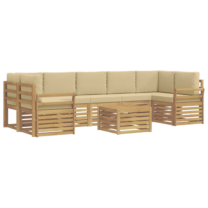 Set de canapele de exterior cu pernă 8 pcs Alb și Bej Poliester WALTI