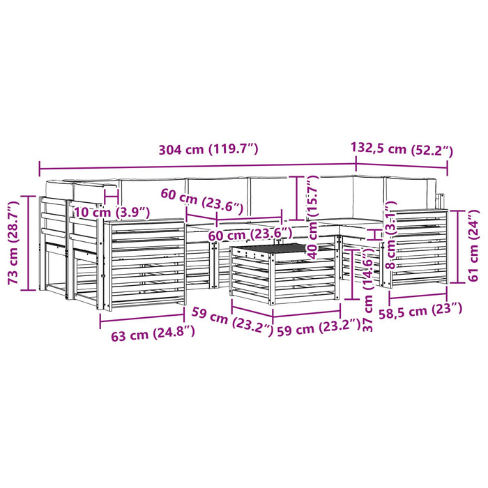 Set de canapele de exterior 8 pcs Alb și crem Poliester WALTI