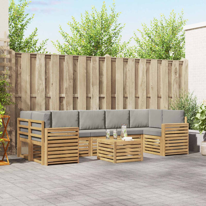 Set de canapele de exterior 8 pcs Alb și gri deschis Poliester WALTI