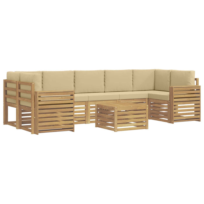 Set de canapele de exterior cu pernă 8 pcs Alb și Bej Poliester WALTI