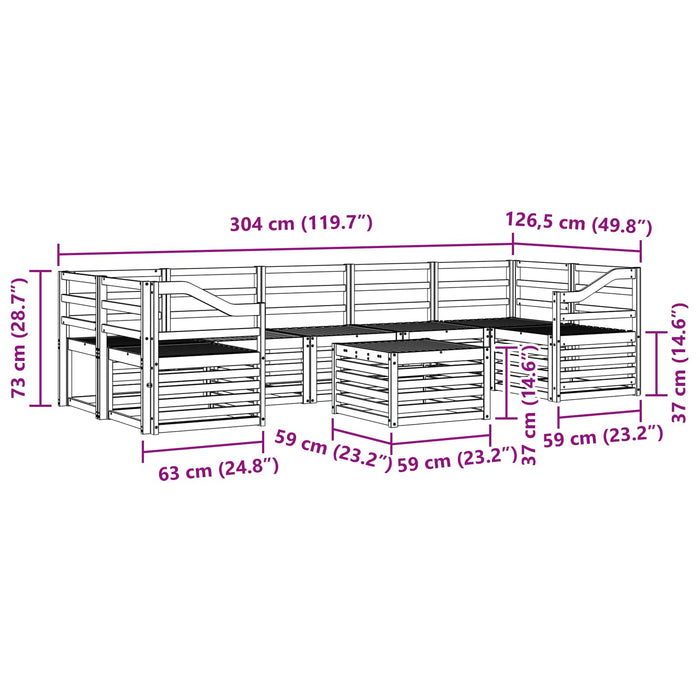 Set de canapele de exterior 8 pcs Alb Lemn Solid de Acacia WALTI