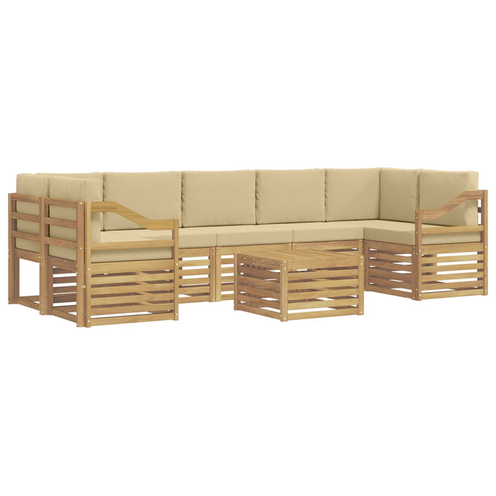 Set de canapele de exterior cu pernă 8 pcs Alb și Bej Poliester WALTI