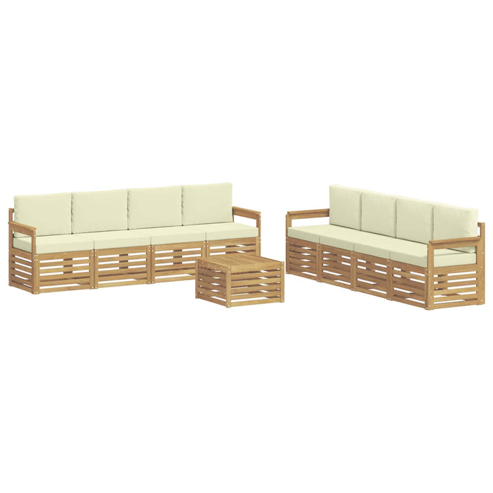Set de canapele de exterior 9 pcs Alb și crem 59 x 59 x 37 cm WALTI
