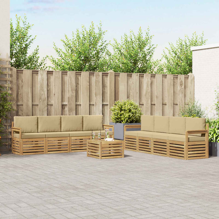 Set de canapele de exterior 9 pcs Alb și Bej 59 x 59 x 37 cm WALTI