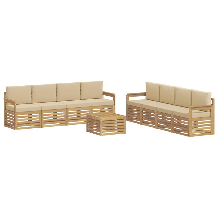 Set de canapele de exterior 9 pcs Alb și Bej 59 x 59 x 37 cm WALTI
