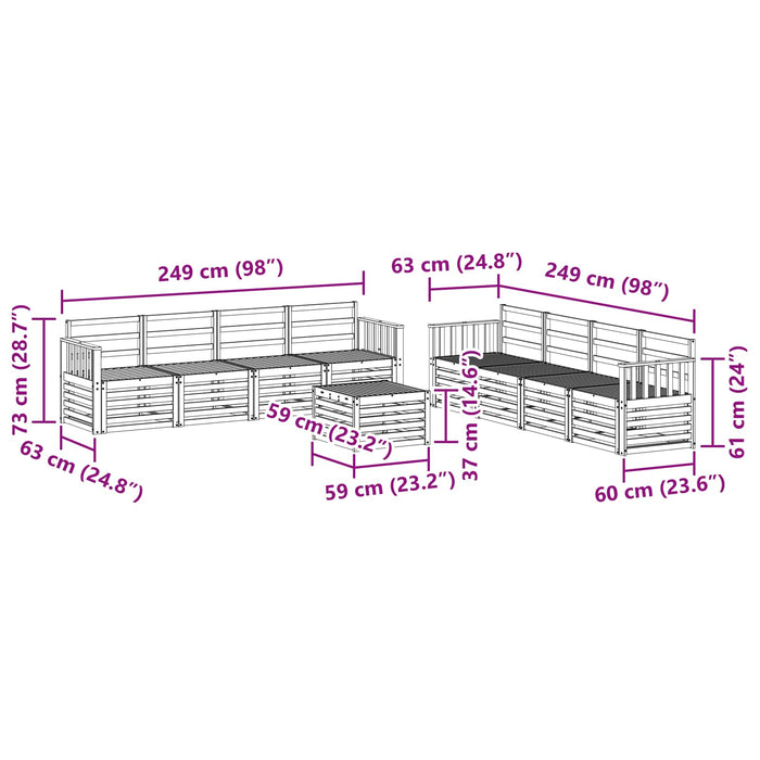 Set de canapele de exterior 9 pcs Alb 59 x 59 x 37 cm WALTI