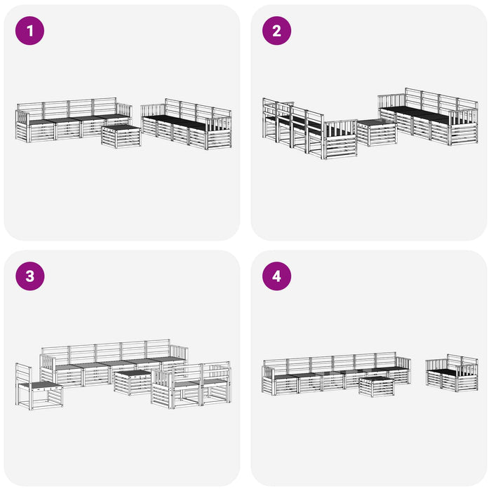 Set de canapele de exterior 9 pcs Alb 59 x 59 x 37 cm WALTI