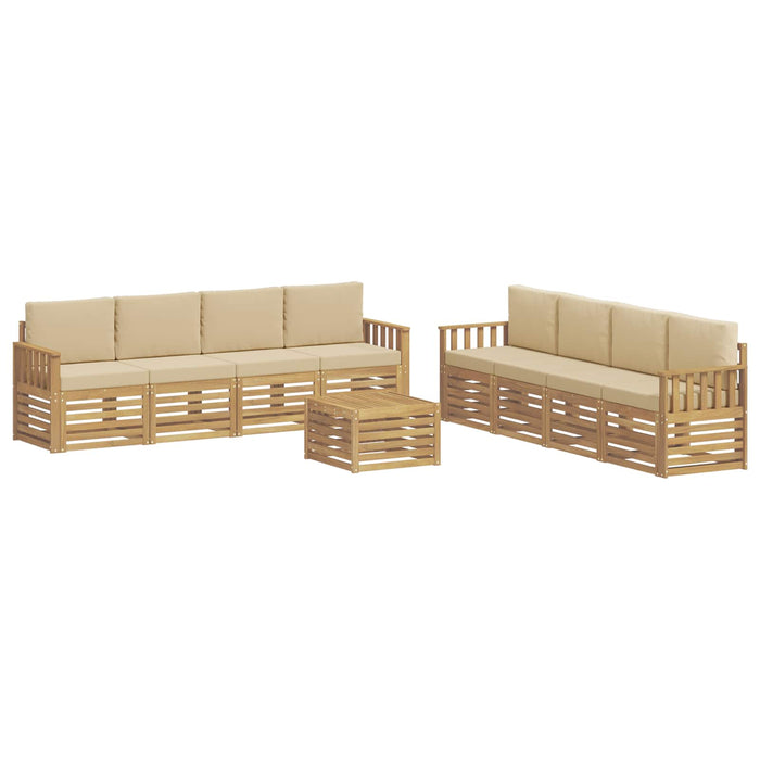 Set de canapele de exterior 9 pcs Alb și Bej 59 x 59 x 37 cm WALTI