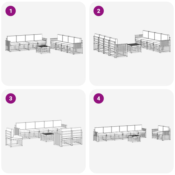 Seturi de canapele 9 pcs Alb și antracit 59 x 59 x 37 cm - WALTI WALTI