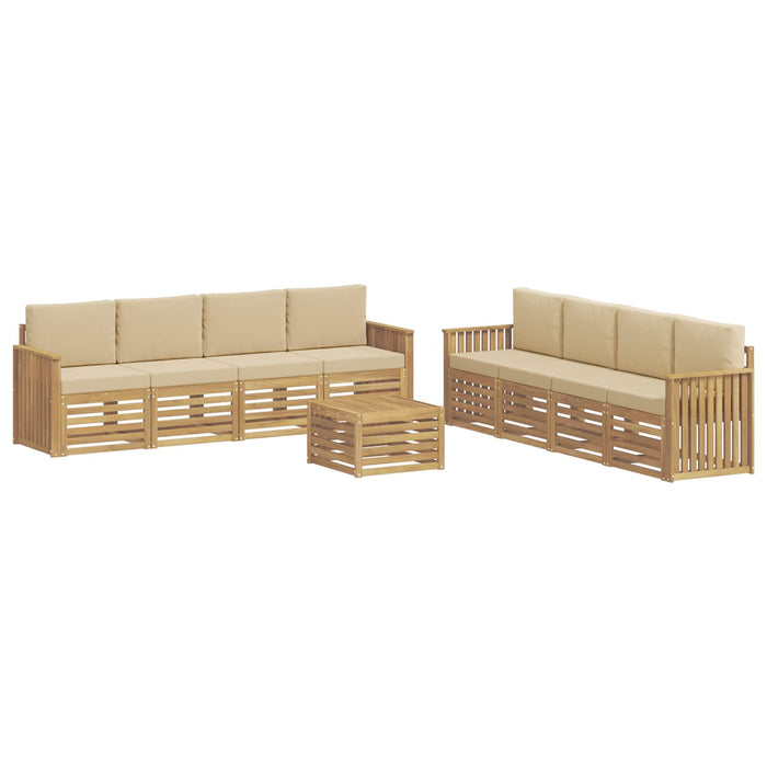 Seturi de canapele 9 pcs Alb și Bej 59 x 59 x 37 cm Poliester - WALTI WALTI