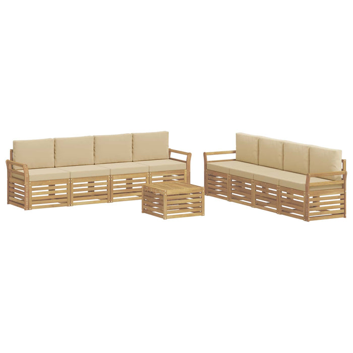Seturi de canapele 9 pcs Alb și Bej 59 x 59 x 37 cm Poliester - WALTI WALTI