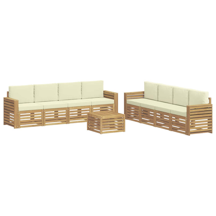 Seturi de canapele 9 pcs Alb și crem 59 x 59 x 37 cm Poliester - WALTI WALTI