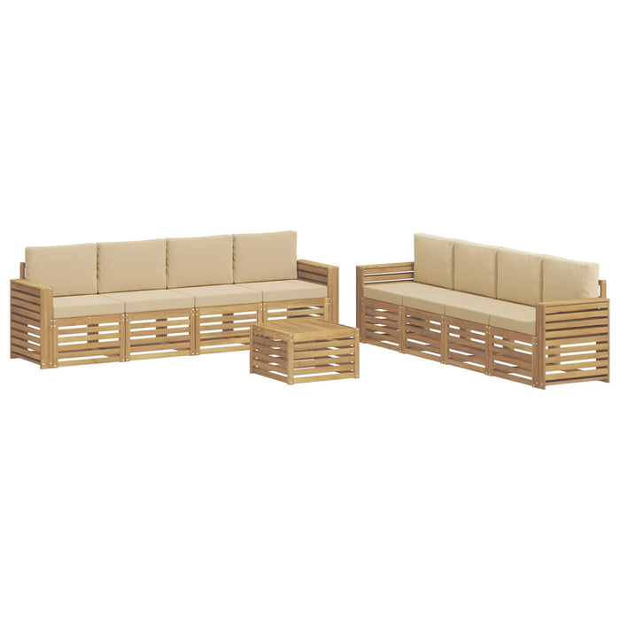 Seturi de canapele 9 pcs Alb și Bej 59 x 59 x 37 cm Poliester - WALTI WALTI