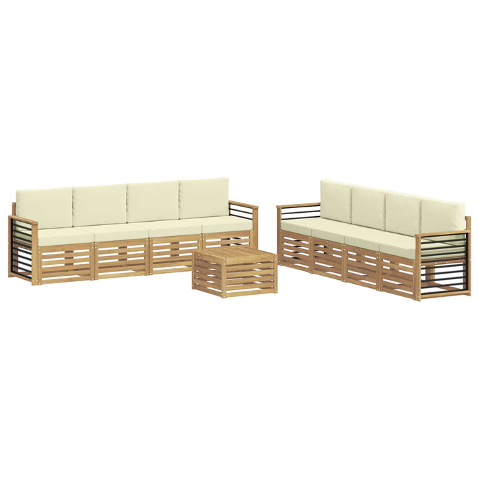 Seturi de canapele cu pernă 9 pcs Alb și crem Poliester WALTI