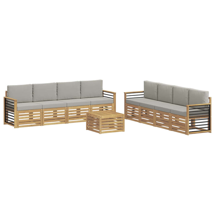 Seturi de canapele cu pernă 9 pcs Alb și gri deschis Poliester WALTI