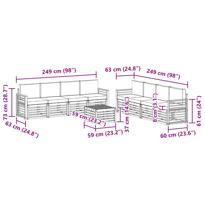 Seturi de canapele cu pernă 9 pcs Alb și gri deschis Poliester WALTI