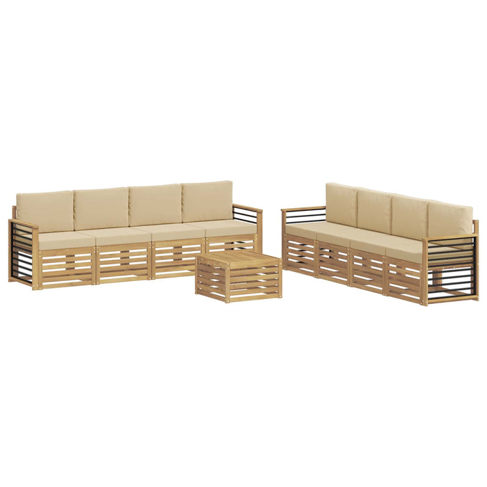 Seturi de canapele cu pernă 9 pcs Alb și Bej Poliester WALTI