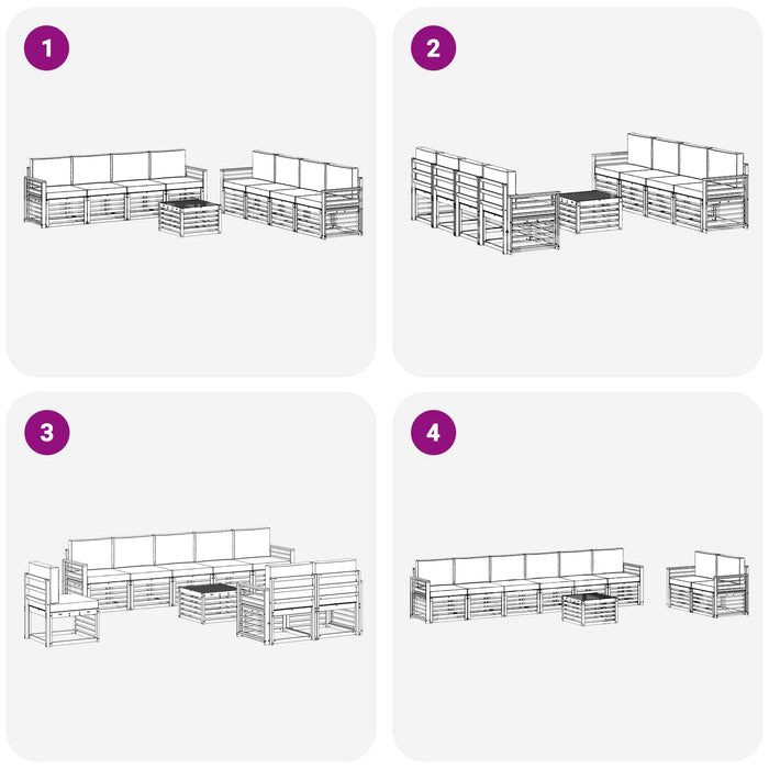 Seturi de canapele cu pernă 9 pcs Alb și Bej Poliester WALTI