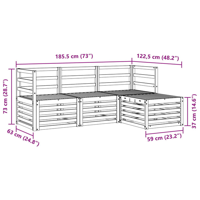Set de canapele de exterior 4 pcs Alb Lemn Solid de Acacia WALTI